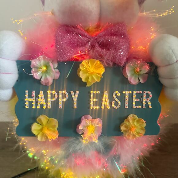 Vintage Multicolor Fiber Optic Easter Bunny Rabbit w/ Sign Tested WORKS EUC - Picture 7 of 8